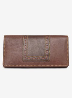 Buy Flap Over Classic Womens Genuine Leather Wallet Tan in UAE