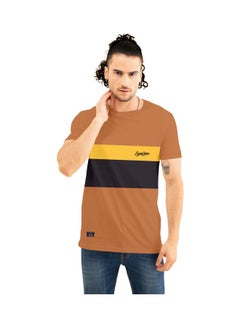 Buy Crew Neck T-Shirt With Treding Prints Brown/Black in Saudi Arabia