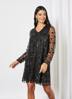 Buy Sequin Mini Dress Black in UAE