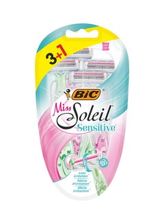 Buy Sensitive Triple Blade Disposable Razors 4 Pieces Assorted in Saudi Arabia