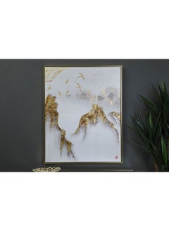 Buy Golden Mountain Hand Painted Canvas Frame Gold 83x103cm in UAE