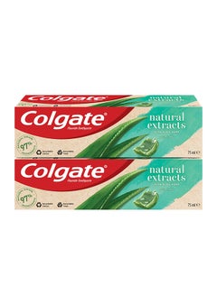 Buy Natural Extracts Toothpaste With Aloe And Green Tea Pack Of 2 Multicolour 75ml in UAE