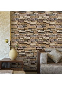 Buy 3D Peel And Stick Faux Textured Self Adhesive Removable Easy To Install Wallpaper Multicolour 45x1000cm in UAE