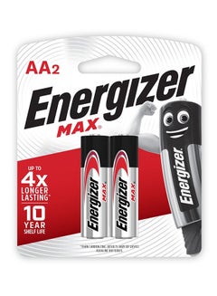 اشتري 2 AA Square Max Alkaline Batteries Silver/Black في مصر