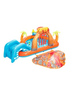 Buy H2Ogo Lava Lagoon Play Center Kids Lightweight Toy Outdoor Inflatable Pool - 1 Pool, 1 Slide, 1 Water Blob, 1 Inflatable Ring, 4 Play Balls, Repair Patch 265x265x104cm in Egypt