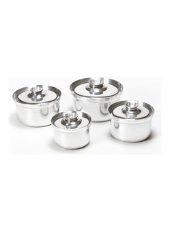 Buy 4-Piece Aluminium Cookware Pot Set Silver 18cm in UAE