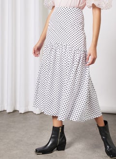 Buy Polka Dot Print Skirt White in UAE