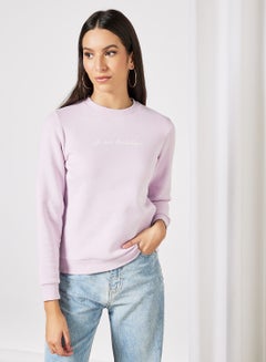 Buy Casual Long Sleeves Crew Neck Sweatshirt Lilac in UAE