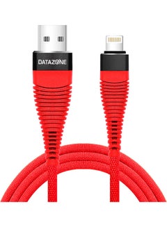 Buy Lightning Data Sync And Charging Cable Red/Black in Saudi Arabia