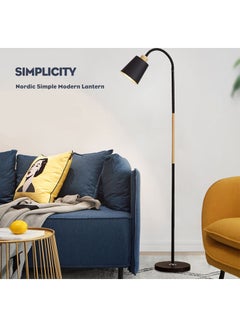 Buy Simple LED Corner Floor Lamp With Button Switch Metal warm Light 40 Watt Black 150 x 21 x 13cm in Saudi Arabia