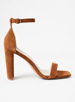Buy Suede High-Heel Sandals Brown in Saudi Arabia
