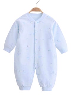 Buy Baby Boy Infant Romper Blue Outfit Jumpsuit Soft Cotton Dress Sleepsuit Onesies Full Sleeve Light Blue in UAE