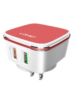 Buy Dual Port USB Wall Charger With Micro Cable White/Red in Egypt