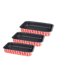 Buy 3-Piece Rectangular Roaster Set Black/Red Oven Dishes 41, Oven Dishes 31x24, Oven Dishes 37x27cm in UAE