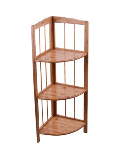 Buy 3-Tier Bamboo Corner Shelf Storage Rack Brown 32x32x98centimeter in Saudi Arabia