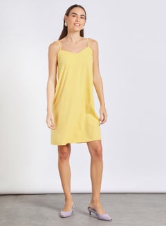 Buy Women'S Casual Midi Straps Dress Yellow in Saudi Arabia