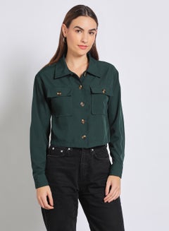 Buy Women'S Casual Long Sleeve Plain Basic Jacket OLIVE in UAE