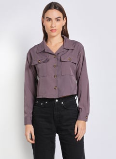 Buy Women'S Casual Long Sleeve Plain Basic Jacket Dark Grey in UAE