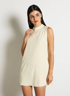 Buy Women'S Casual Mini Plain Basic Dress Beige in UAE