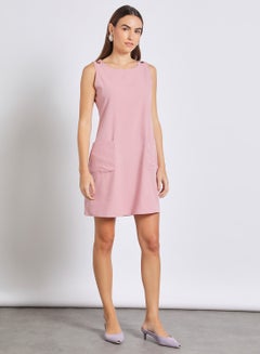 Buy Women'S Casual Knee Length Plain Basic Dress Pale Pink in Saudi Arabia
