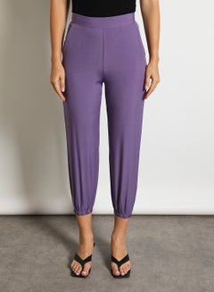 Buy Women'S Casual Slim Fit Plain Basic Pant Purple in Saudi Arabia