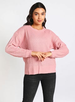 Buy Long Sleeve Sweater Dark Pink in Saudi Arabia