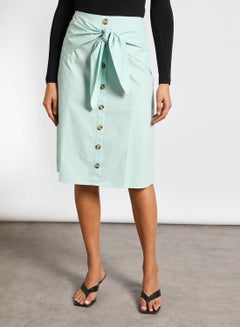 Buy Front button A-Line skirt Mint in UAE