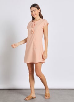 Buy Women'S Casual Knee Length Sleeveless Plain Basic Dress Pink in UAE