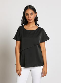 Buy Women's Casual Round Neck Short Sleeve Top Black in UAE