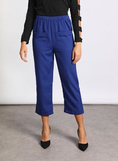 Buy Women's Casual Patch Pocket Straight Fit Pants Blue in Saudi Arabia