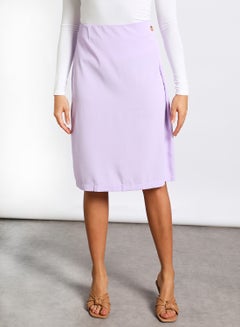 Buy Women's Casual Midi Straight Solid Skirt Purple in UAE