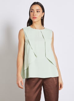 Buy Women's casual sleevess false tow piece Tops Light Green in Saudi Arabia