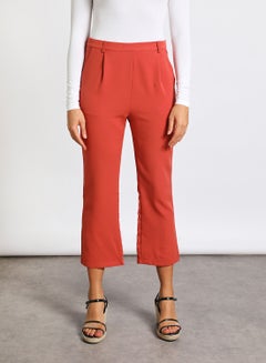 Buy Women's Casual Straight Pants With Two Pocket And Back Zipper Brick Red in UAE