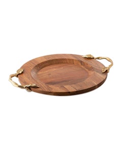 Buy Serving Plate Brown/Gold 36x36x2cm in Saudi Arabia