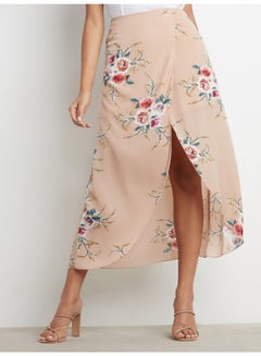 Buy Floral Printed Wrap Around Midi Skirt Multicolour in Saudi Arabia