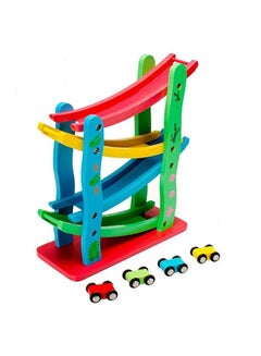 Buy 4 Layers Children Wooden Sliding Motor Racing Track Toy Car Game Ramp Racers With Cars in Saudi Arabia