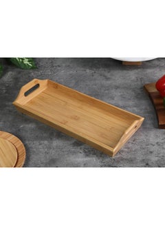 Buy Bamboo Serving Tray | 42x18x7cm | Natural | Food Safe, Eco Friendly Natural 42X18cm in UAE