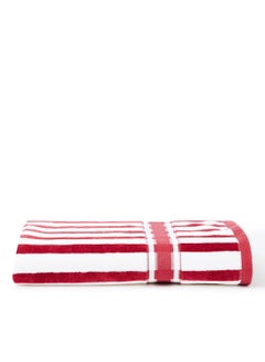 Buy 100% Cotton Yarn Dyed Stripe Luxury 500 Gsm Super Cool Bath Towel Red/White 70x140cm in UAE