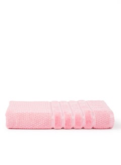 Buy 100% Cotton Pop Corn Terry Dyed 525 Gsm Viscose Border Bath Sheet Pink 80x160cm in UAE