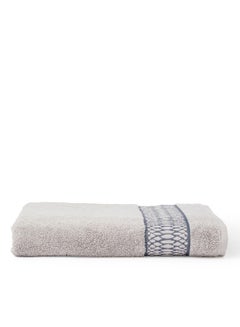 Buy Cotton Terry Bath Towel With Fancy Jacquard Border Grey 80x160cm in UAE