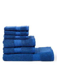 Buy 6-Piece Cotton Set Bath Towel Blue 33x33, 50x90, 70x140cm in UAE
