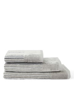 اشتري 3-Piece Yarn Dyed Bath Towel Grey 50x90, 70x140, 80x160cm في الامارات