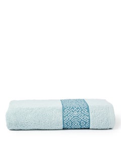 Buy Terry Bath Towel With Fancy Jacquard Border Blue 80x160cm in UAE