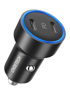 Buy Dual USB-C PD Port Car Charger Black/Blue in UAE