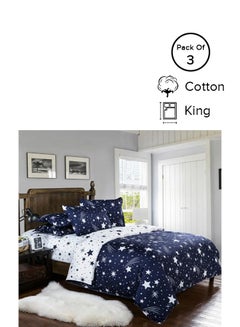 Buy 3-Piece King Size Printed Bedding Set Cotton Multicolour in UAE