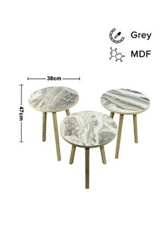 Buy 3 Piece Coffee Table Set Grey 38x38x47cm in Saudi Arabia