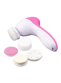 Buy 5-In-1 Facial Cleansing Massager Brush Pink/White in Saudi Arabia