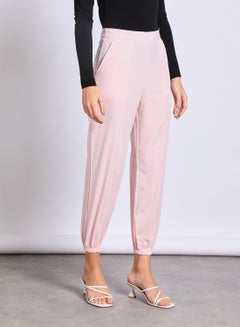 Buy Women'S Casual Slim Fit Plain Basic Pant Pale Pink in UAE