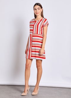 Buy Casual Mini Short Sleeve Dress Multicolour in Saudi Arabia