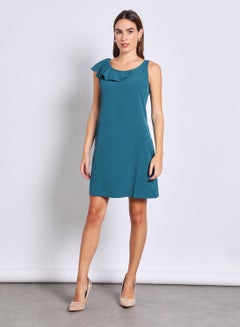 Buy Women'S Casual Midi Sleeveless Plain Basic Dress Green in UAE
